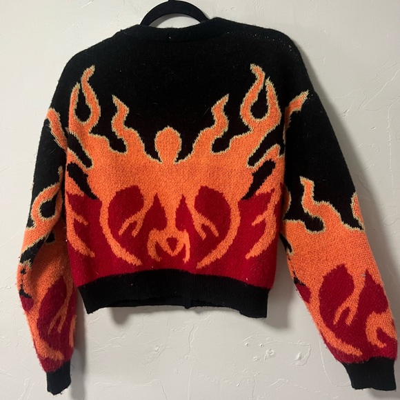 SHEIN Black and Orange Flame Cardigan - Picture 2 of 3